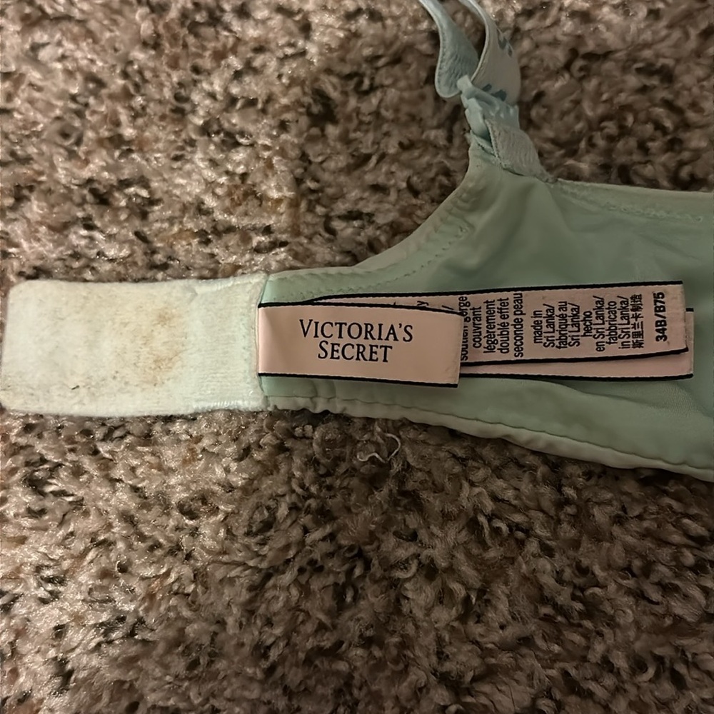 Victoria’s Secret T-Shirt Lightly Lined Full Coverage Light Blue Logo Straps Bra - Picture 7 of 8